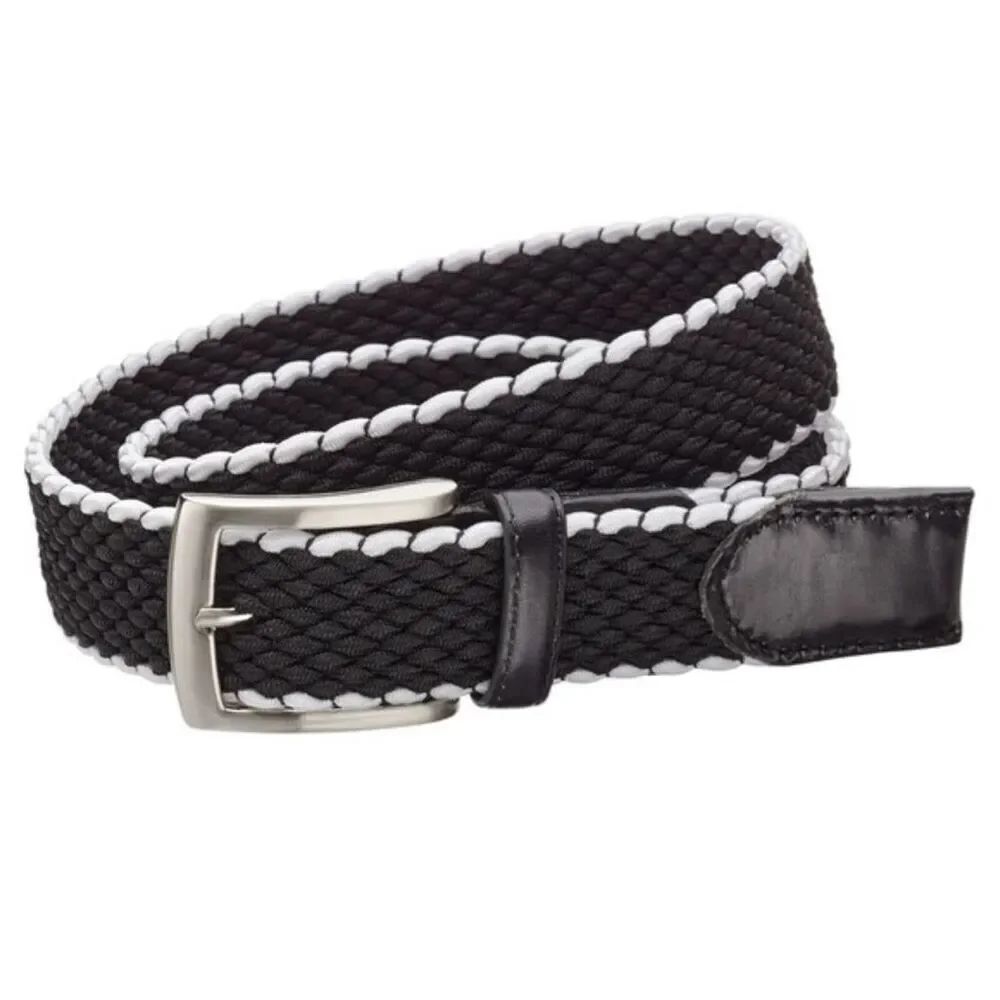 Walter Hagen Men's Basket Weave Stretch Golf Belt white/black size S NWT
